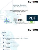 Estimation The Mean: Clase N 4: Confidence Intervals