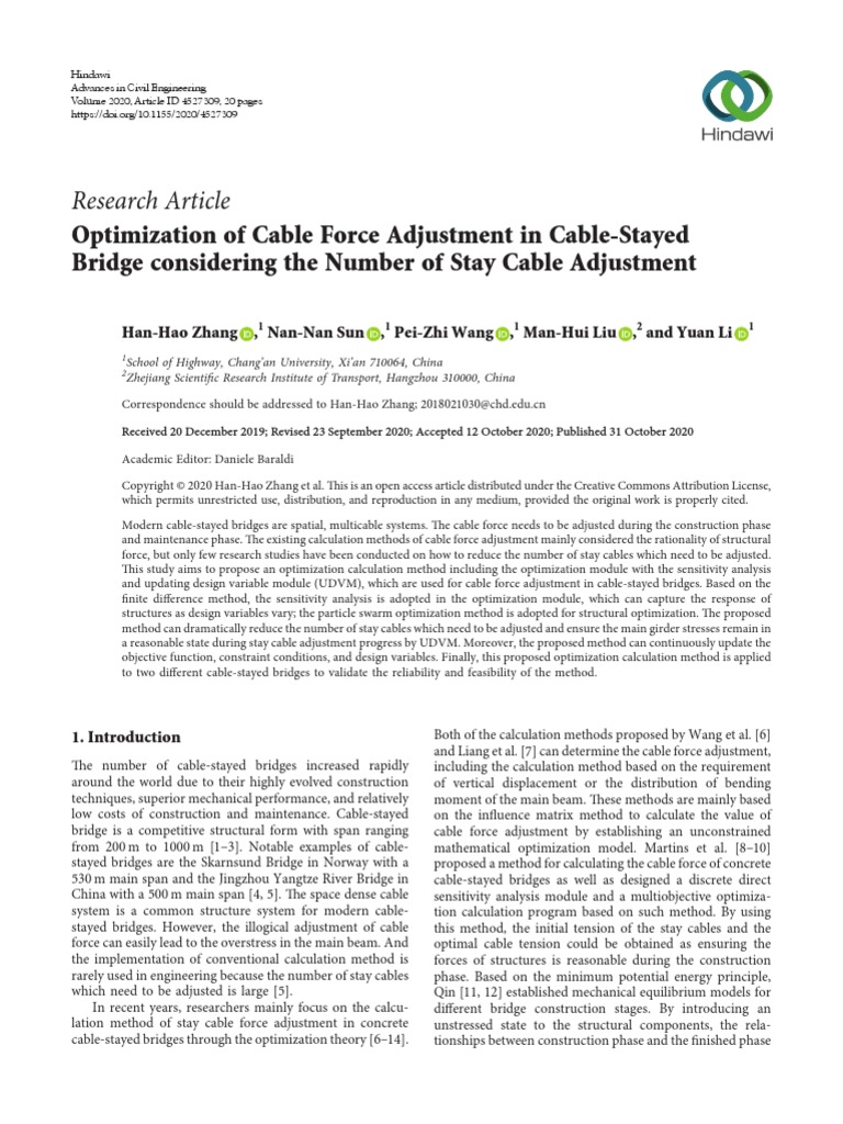 Optimization of Cable Force Adjustment in Cable-Stayed | PDF ...