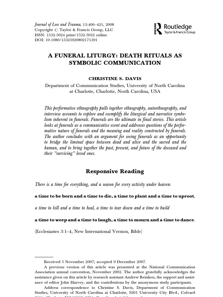 A Funeral LiturgyDeath Rituals As Symbolic Comm PDF Funeral