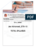 Jee Advanced - GTA-15 Total Syllabus: Sri Chaitanya IIT Academy., India