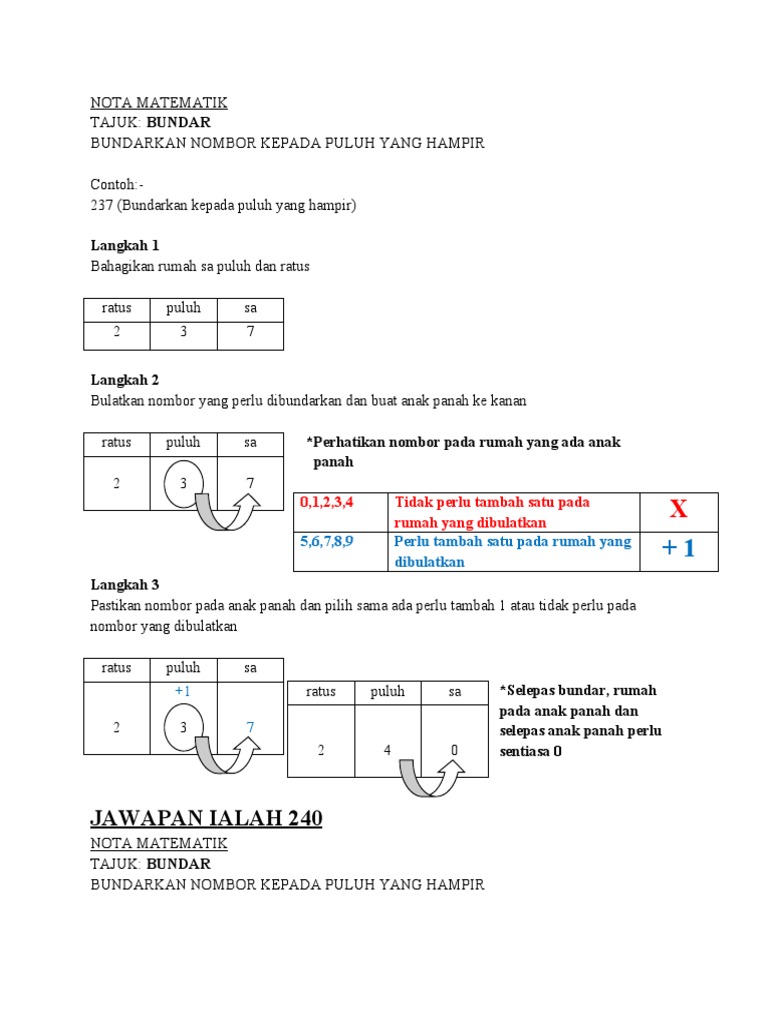 Panduan Bundarkan Nombor Matematik | PDF