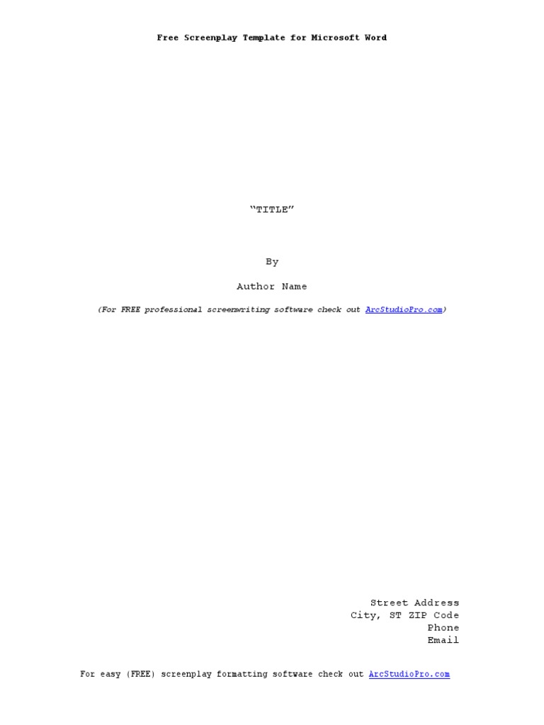 Free Microsoft Word Screenplay Template | PDF