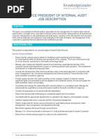 Senior Vice President of Internal Audit Job Description