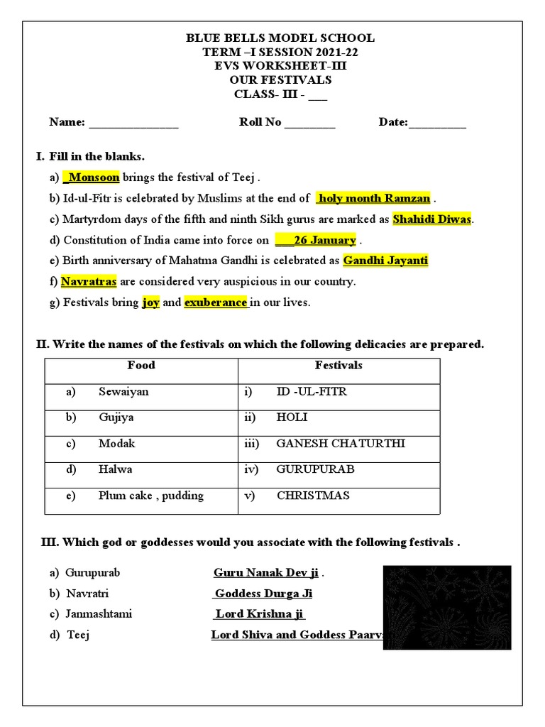 evs our festivals worksheet pdf indian religions south asia