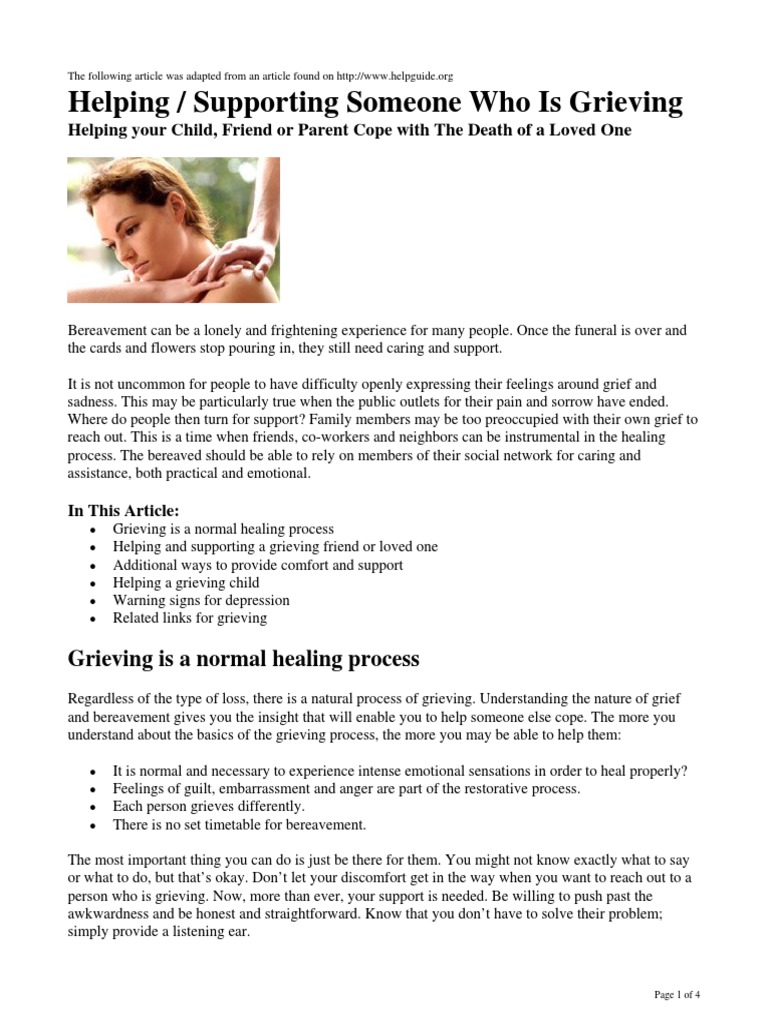 Support for Grieving Loved Ones | PDF | Grief | Psychological Concepts
