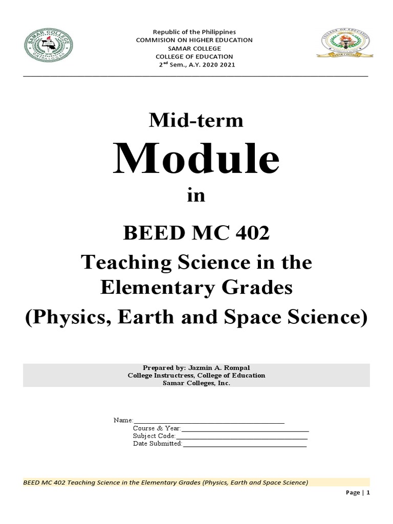 Midterm Module (BEEDMC 402) | PDF | Force | Atoms