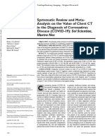 Systematic Review and Meta-Analysis On The Value of Chest CT in The Diagnosis of Coronavirus Disease (COVID-19) : Sol Scientiae
