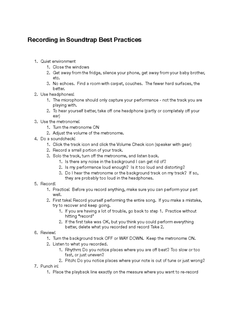 Soundtrap Recording Best Practices Guide | PDF | Headphones | Sound ...