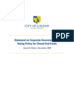 City of London: Statement On Corporate Governance and Voting Policy For Closed-End Funds