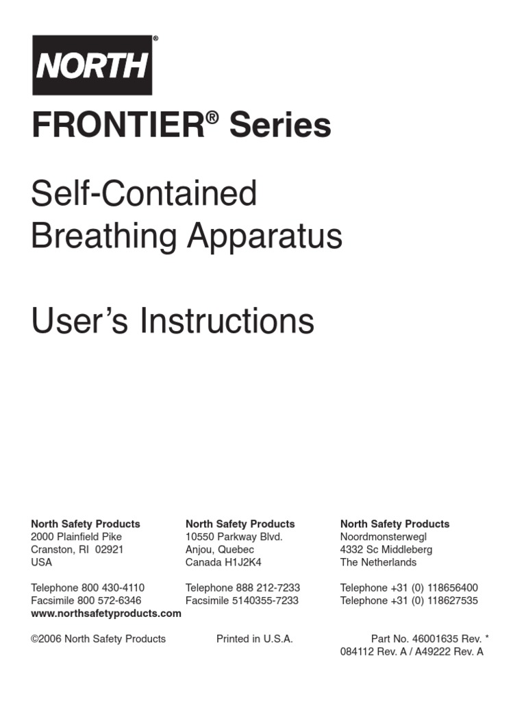 Frontier SCBA User Instructions1 | PDF | Breathing | Gases