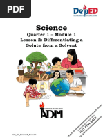 Science: Quarter 1 - Module 1 Lesson 2: Differentiating A Solute From A Solvent