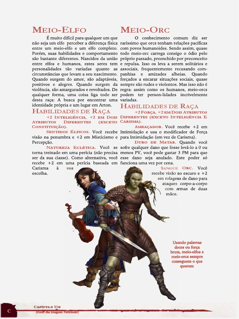 Habilidades Raciais de Meio-Elfos e Meio-Orcs | PDF, image size:768x1024