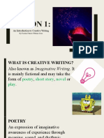 Creative Writing - Lesson 1 - Introduction To Creative Writing