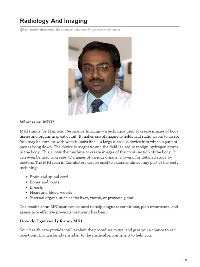 Radiology and Imaging | PDF | Magnetic Resonance Imaging | Medical Imaging