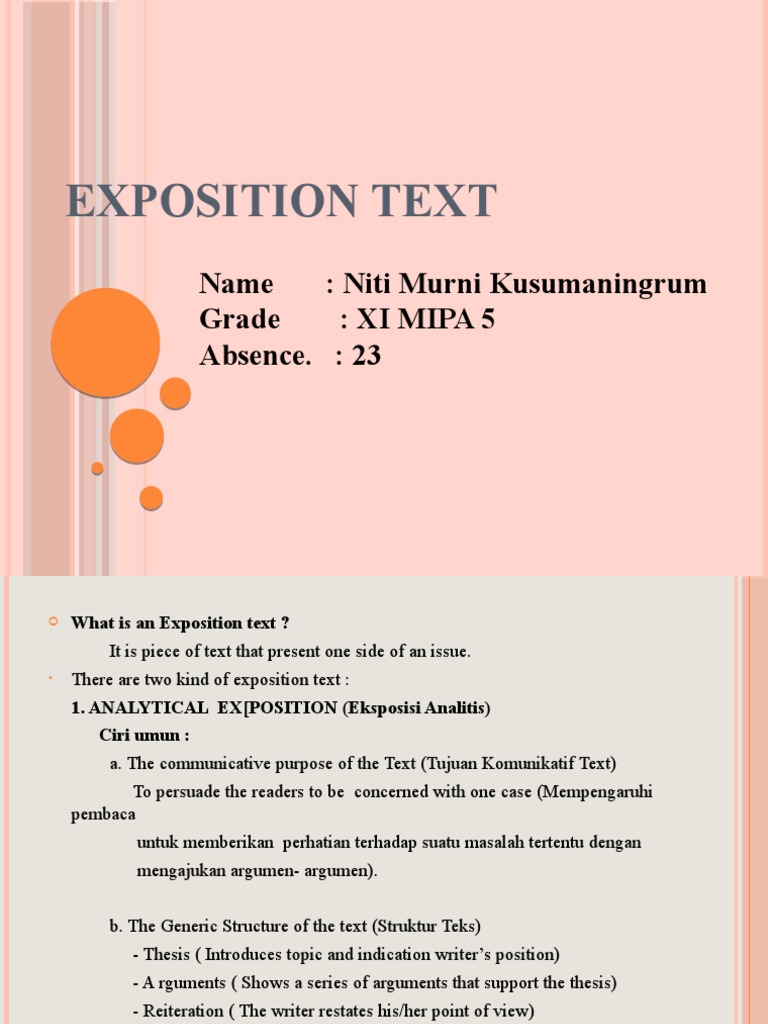 Exposition-Text (Niti Murni Kusumaningrum) 23 | PDF | Argument ...