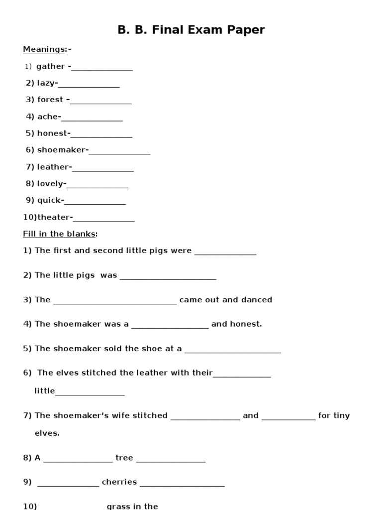 B. B. Final Exam Paper | PDF