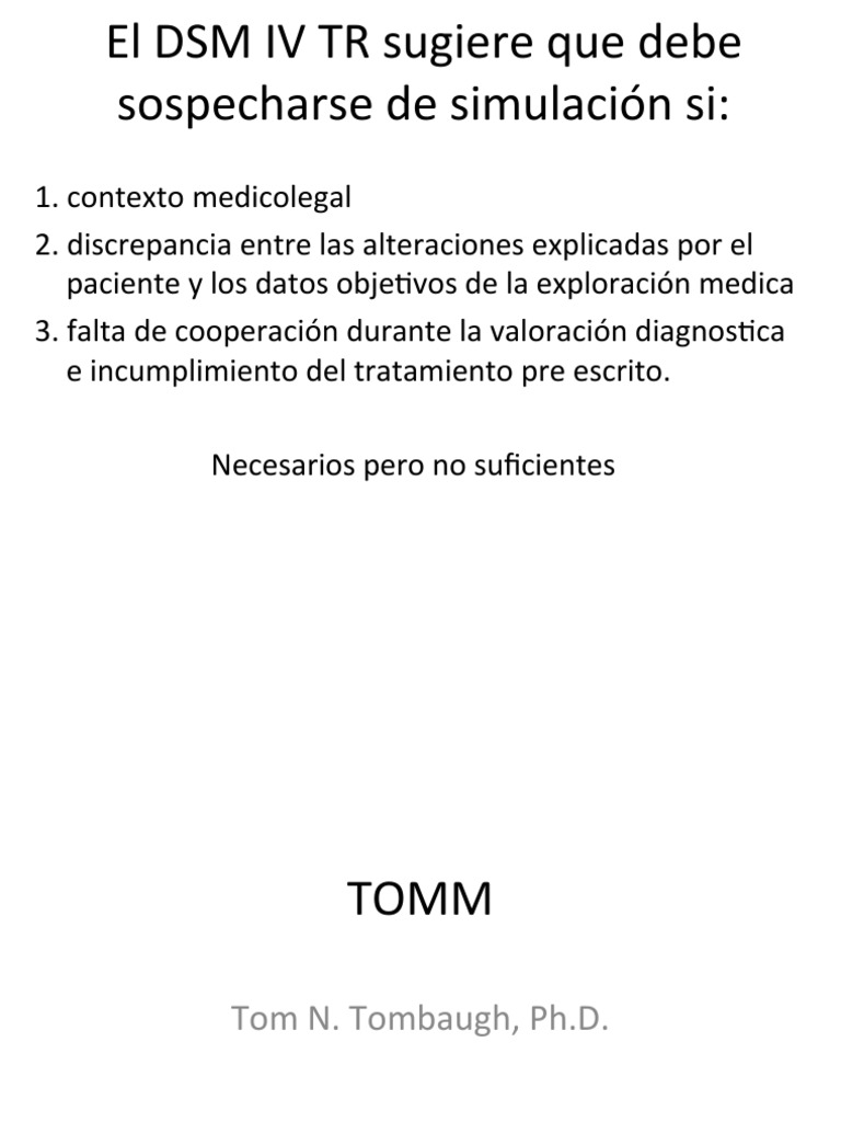 Test TOMM para detectar simulación | PDF | Crecimiento personal y ...