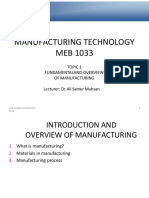 Introduction To Manufacturing Technology 2021