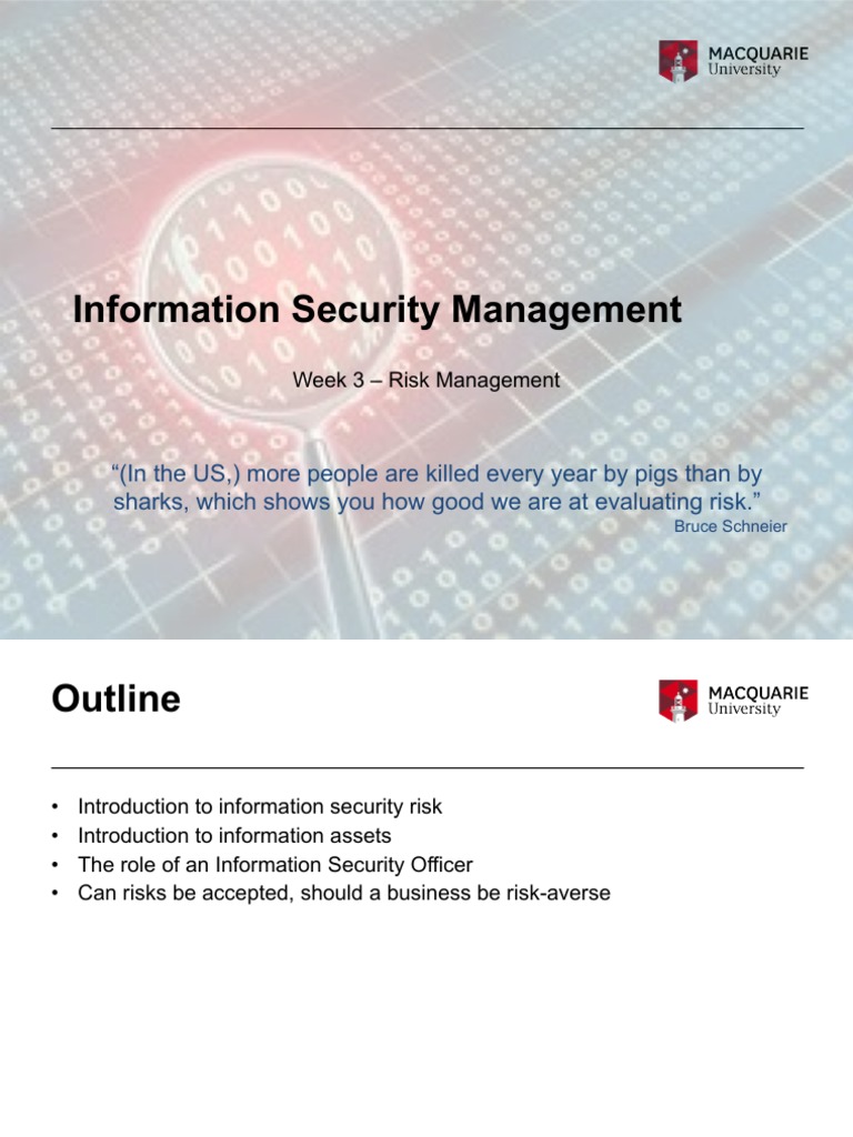 2019 ITEC854 Security Management - Week 03 | PDF | Risk | Level Of ...