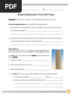 Student Exploration: Free Fall Tower