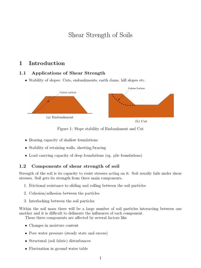 1.1 Applications of Shear Strength | PDF | Friction | Stress (Mechanics)