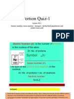 Portion Quiz-1: Lesson 30.1 Atomic Number, Mass Number, Isotopes, Rutherford Experiment and Atomic Mass Unit