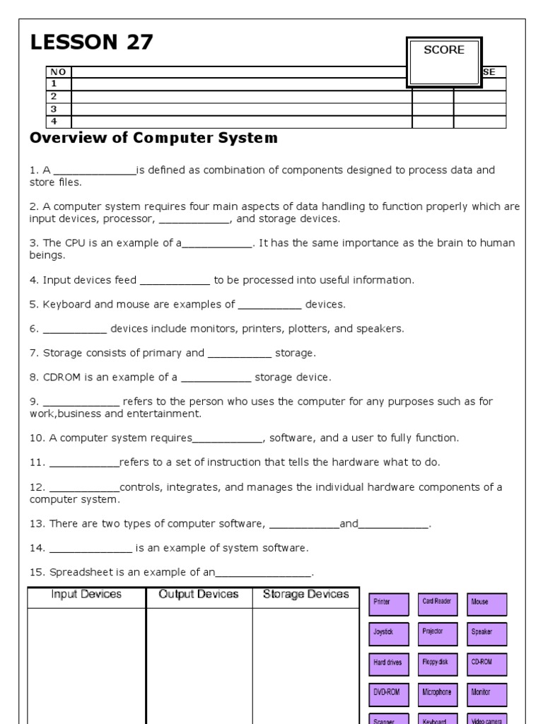 Computer Hardware And Software Worksheet Escolagersonalvesgui