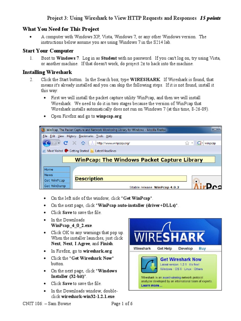 What You Need For This Project: Project 3: Using Wireshark To View HTTP ...