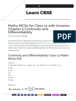 Learn Cbse: Maths Mcqs For Class 12 With Answers Chapter 5 Continuity And Di몭Erentiability