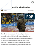 Contra La Represión a Los Hinchas – Revista Obdulio