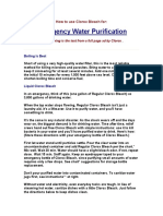 Emergency Water Purification & Clorox