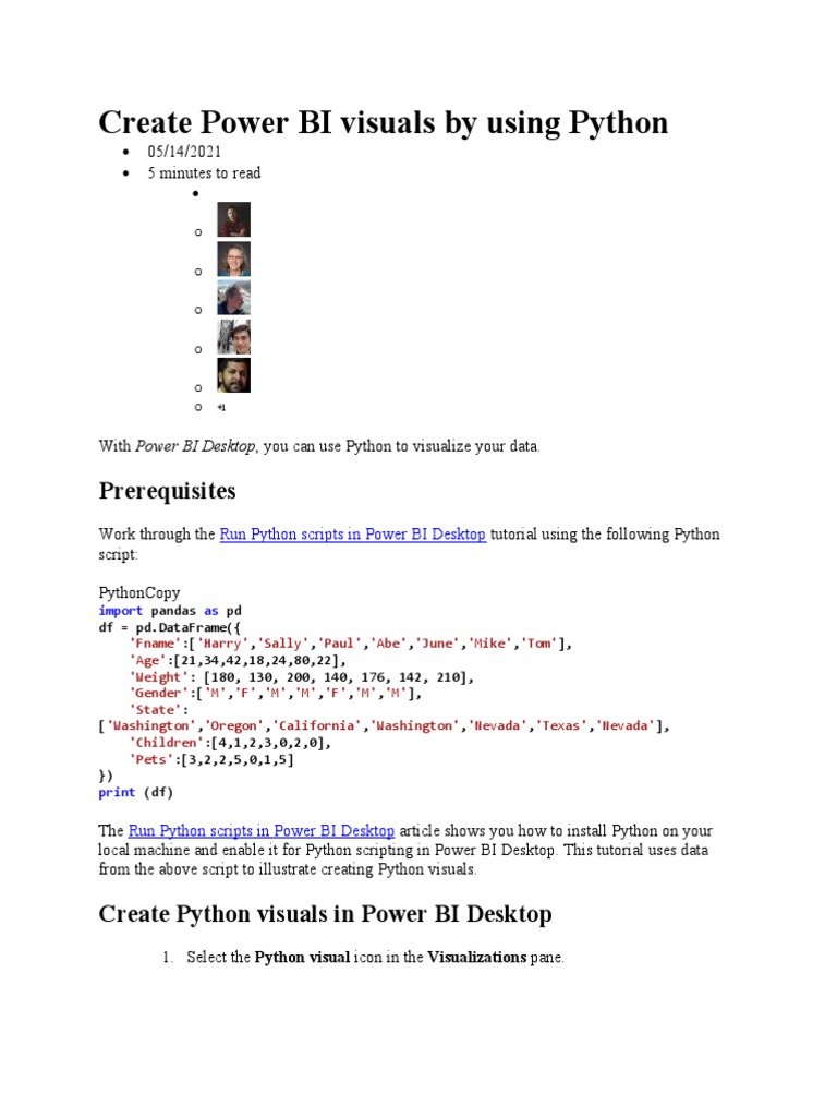 Create Power BI visuals with Python | PDF | Python (Programming ...