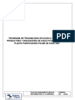 1 Programa de Trazabilidad Aplicado A La Empresa Productora y Envasadora de Agua Potable Tratada Planta Purificadora Palma de Agua Sas