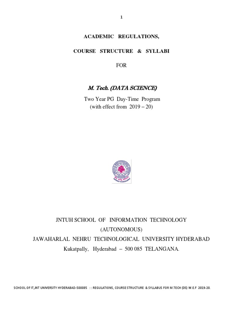M.Tech Data Science Regulations & Syllabus | PDF | Thesis | Test ...