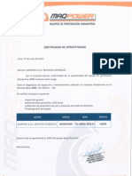 Certificado de Operatividad en Orugas Sd-h600d-2019-16