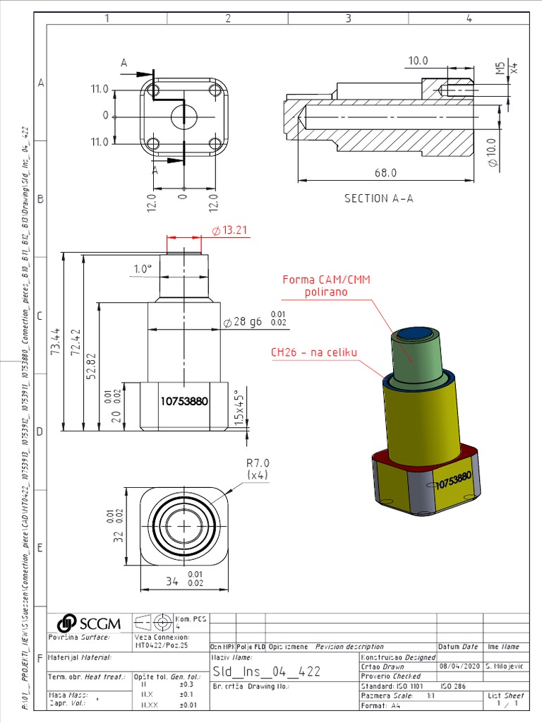 Technical Drawing for Connection Piece | PDF