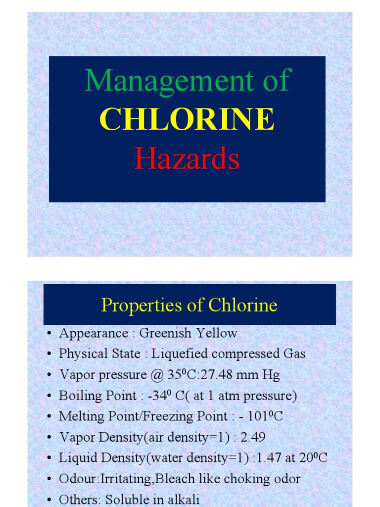 Chlorine Hazard Management PDF Chlorine Water