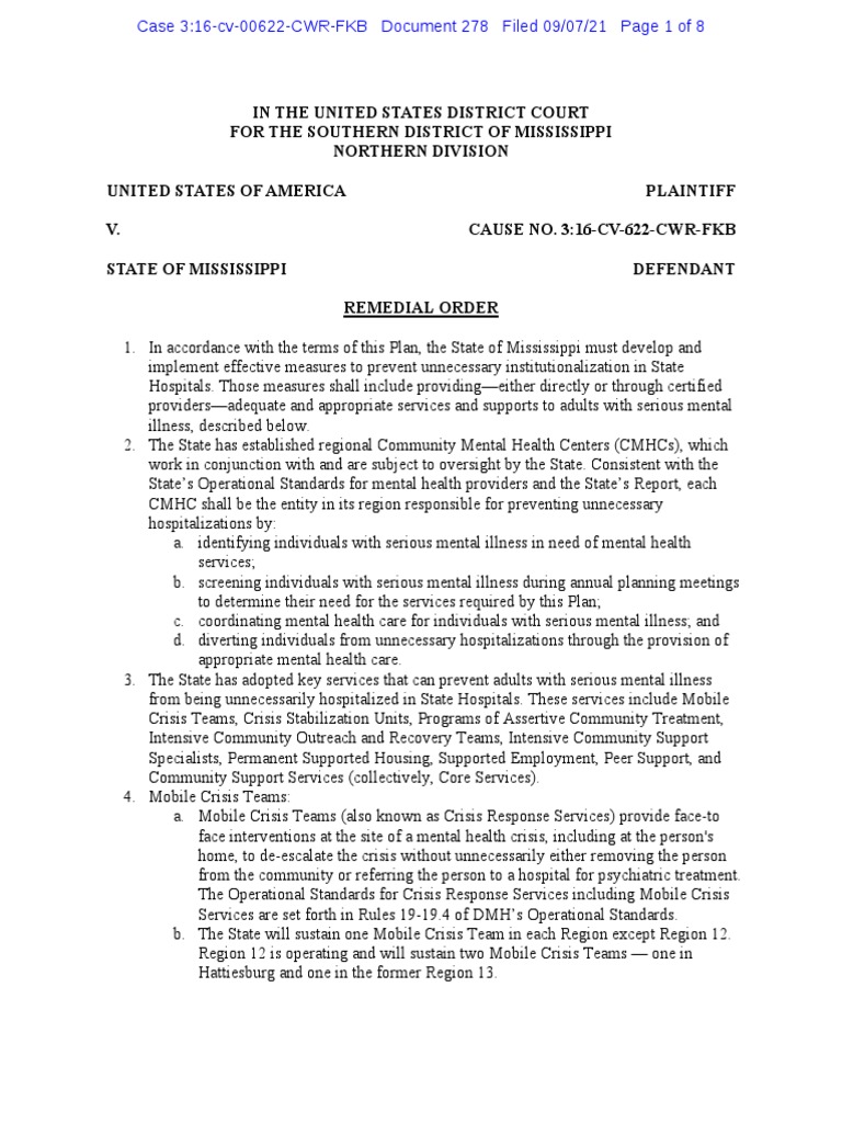 Remedial Order for Mental Health Services | PDF | Psychiatric ...