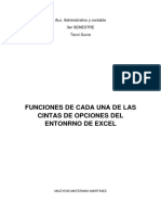 Funciones de Cada Una de Las Cintas de Opciones Del Entorno de Excel