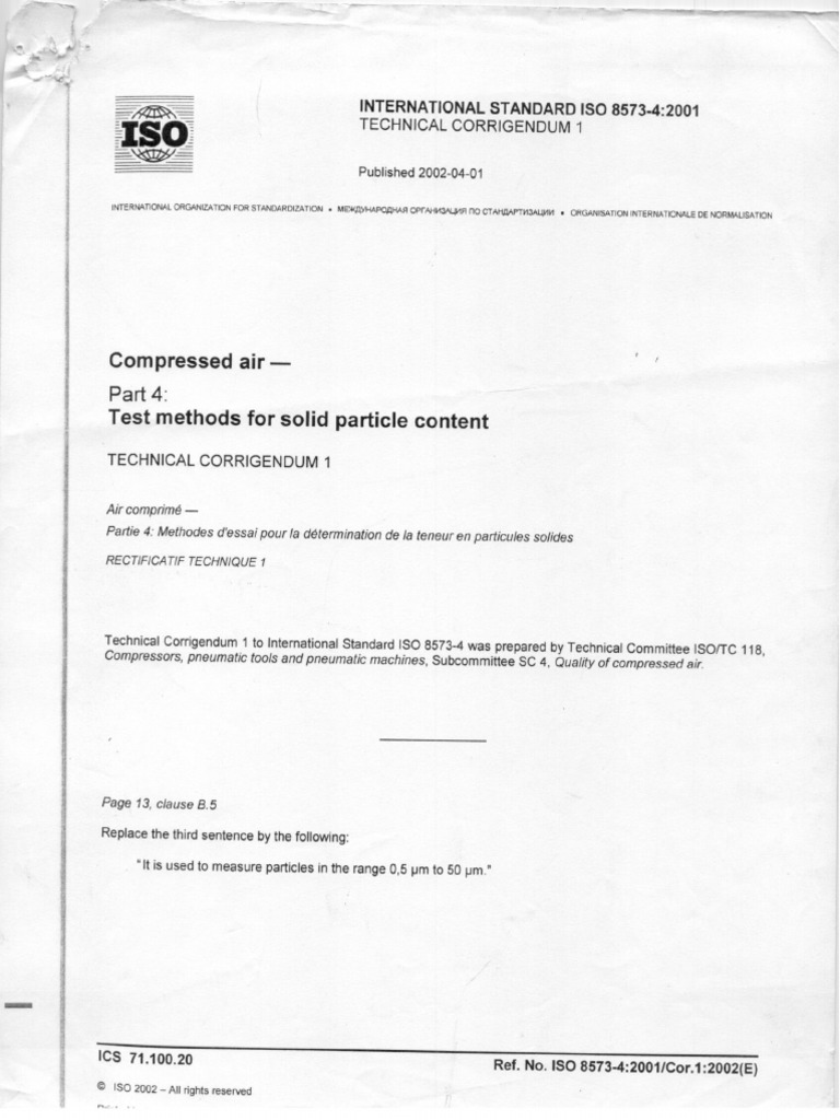Iso 8573-4 2001 | PDF