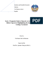 Socio - Pragmatic Study of Speech Act of Thanking in Biden's Speech of Highlighting The Importance of Getting Vaccinated