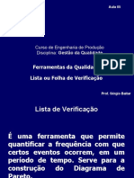 Ferramentas da Qualidade - Lista de Verificação