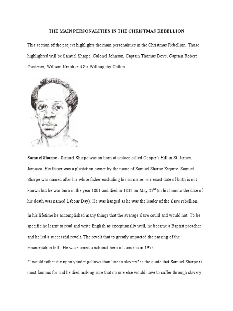 Personalities in The Christmas Rebellion PDF Slavery Unfree Labour