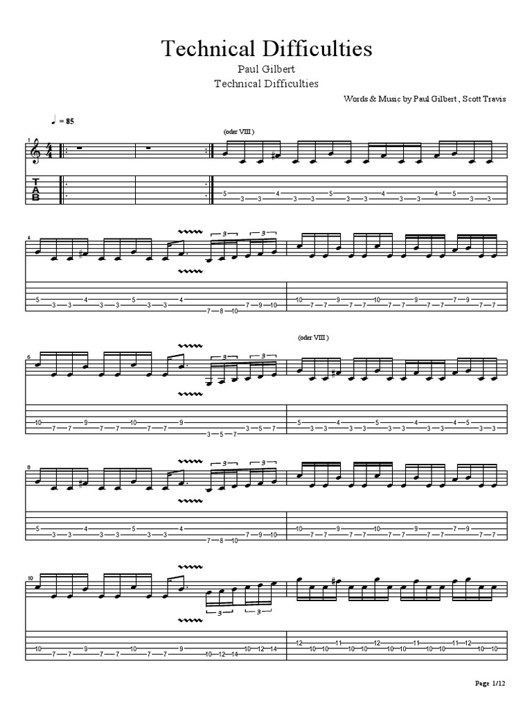 Paul Gilbert Technical Difficulties Tab Pdf