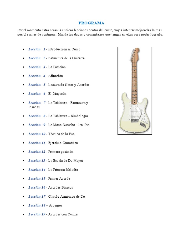 Curso Básico de Guitarra para Principiantes | PDF | Guitarras | Acorde ...