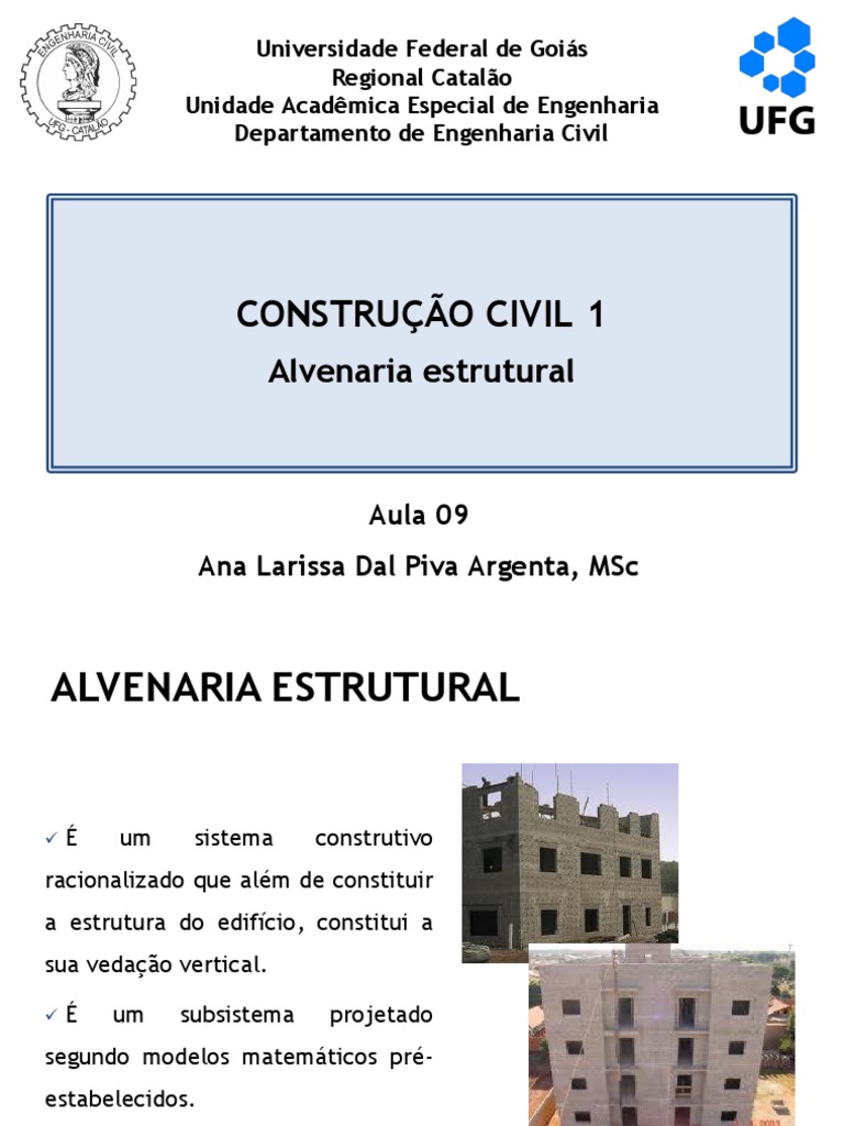 Aula 1 Alvenaria Estrutural Considerações Gerais - Alvenaria Estrutural