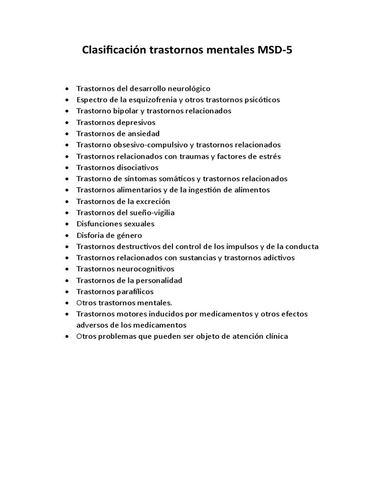 Clasificación Trastornos Mentales MSD PDF