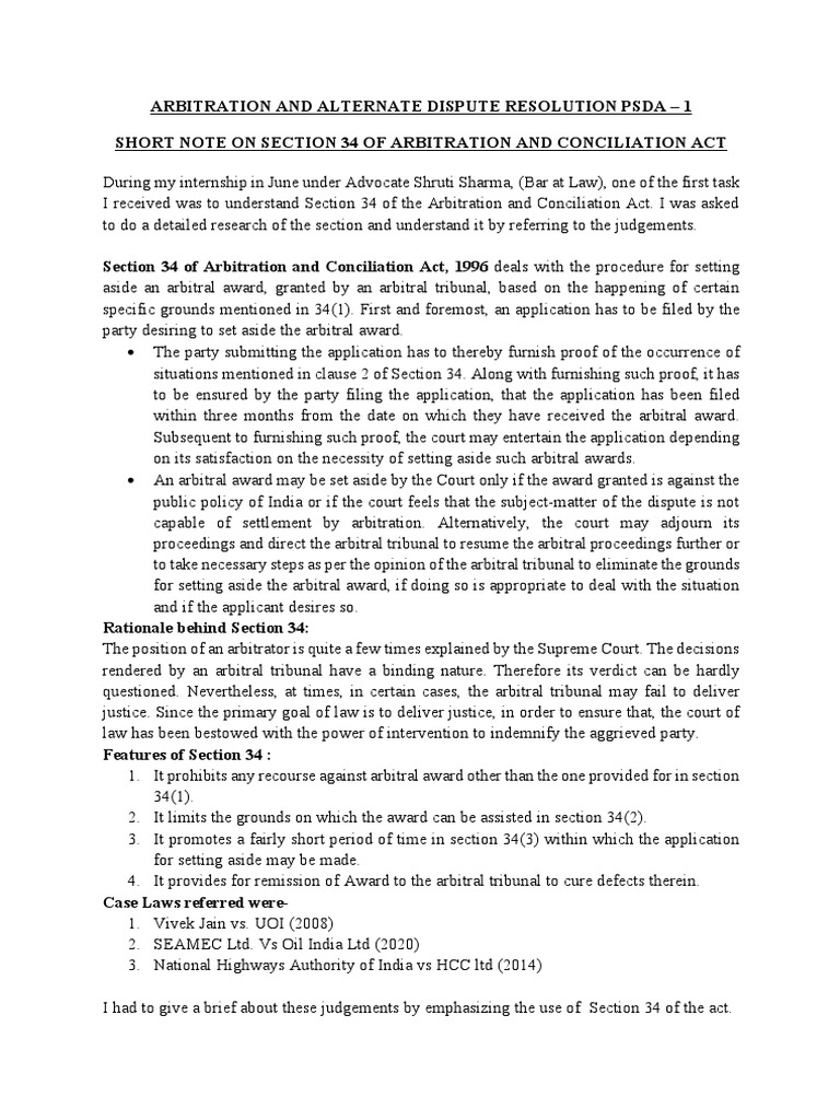 Understanding Section 34 of PSDA | PDF | Arbitration | Alternative ...
