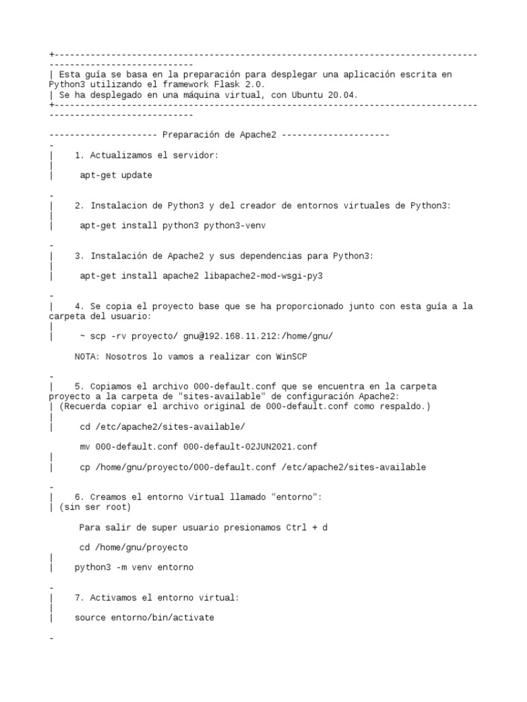 Guia Implementacion Ambiente Proyecto Flask Apache Python3