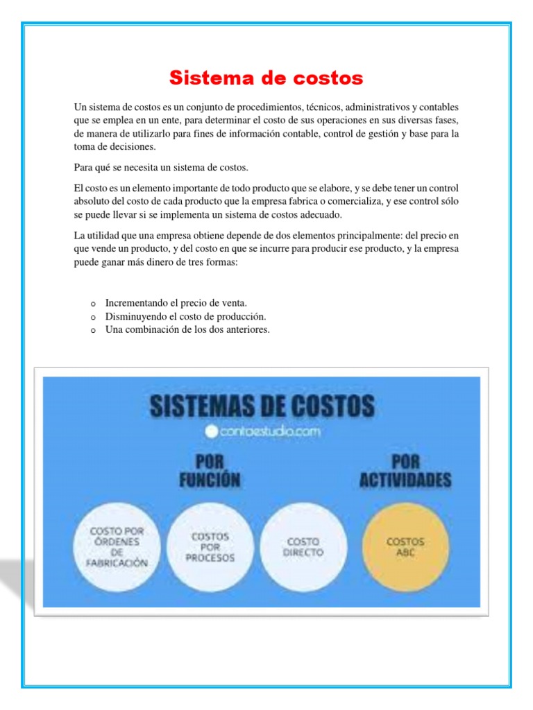 Ventajas y desventajas de sistemas de costos | PDF | Contabilidad | Costo